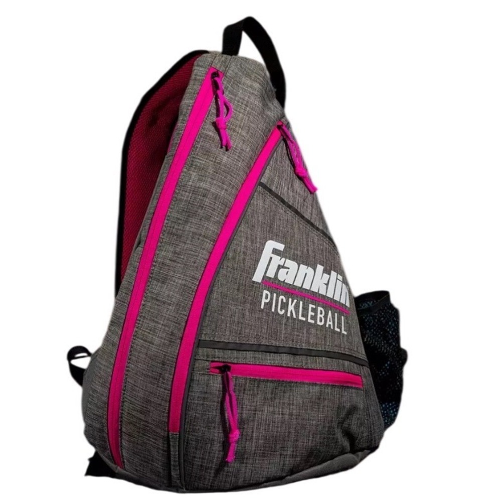 Franklin Sports Pickleball Sling Bag Gray Pink Crossbody Paddle Backpack New